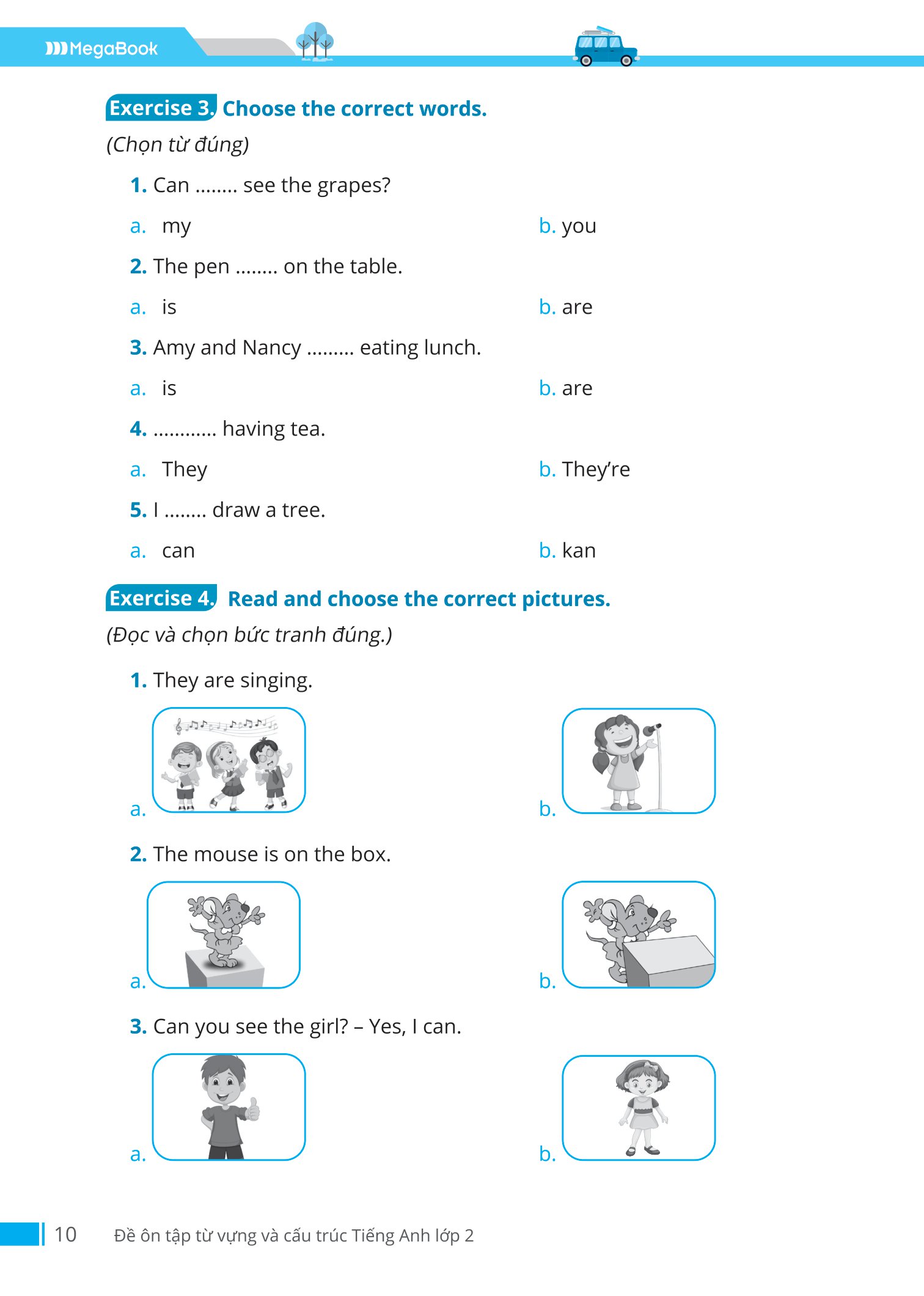 đề ôn tập từ vựng và cấu trúc tiếng anh lớp 2