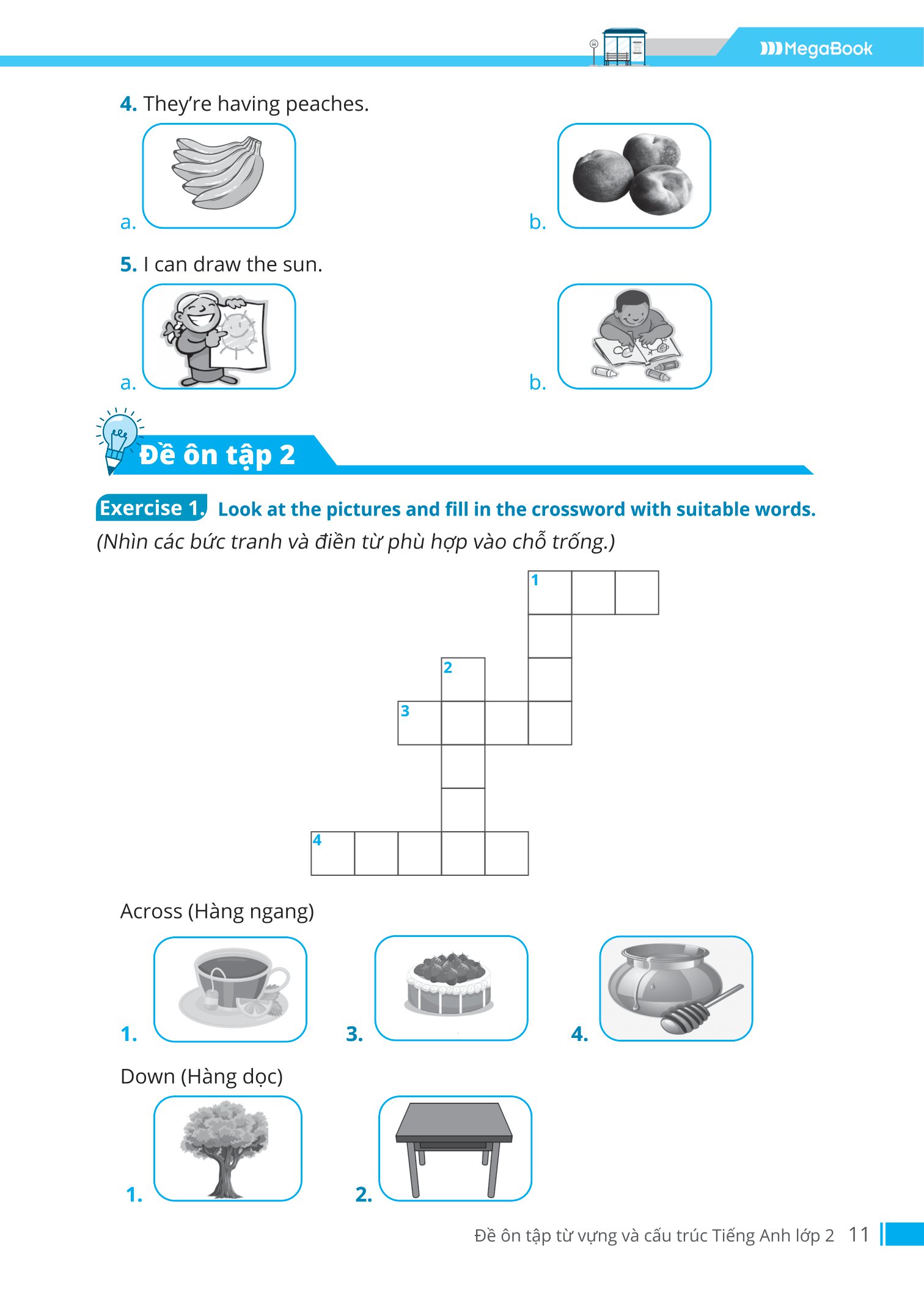 đề ôn tập từ vựng và cấu trúc tiếng anh lớp 2