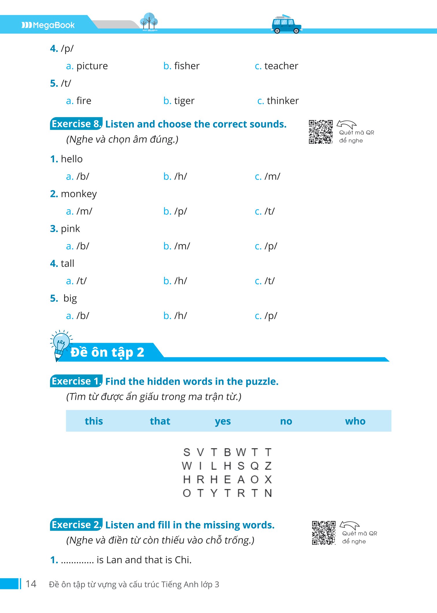 đề ôn tập từ vựng và cấu trúc tiếng anh lớp 3