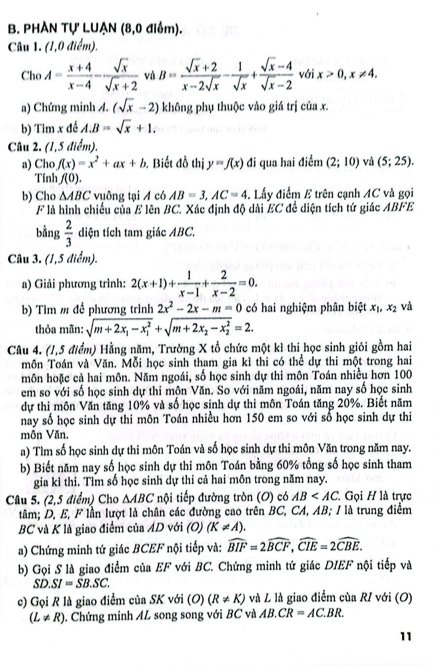 Đề Thi Vào Lớp 10 - Môn Toán