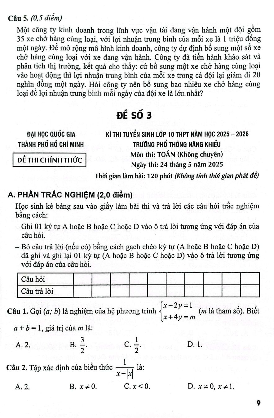 Đề Thi Vào Lớp 10 - Môn Toán