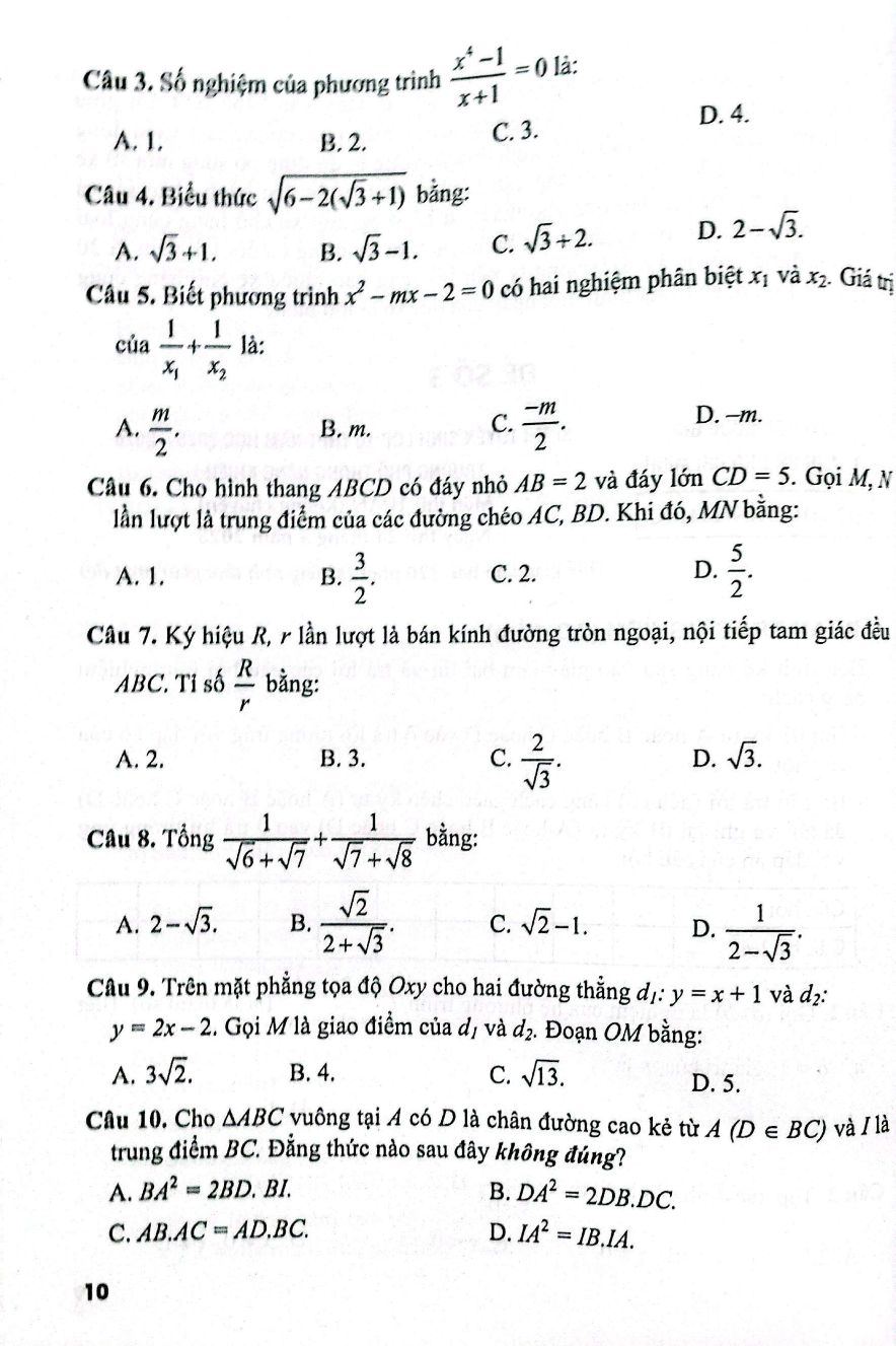Đề Thi Vào Lớp 10 - Môn Toán