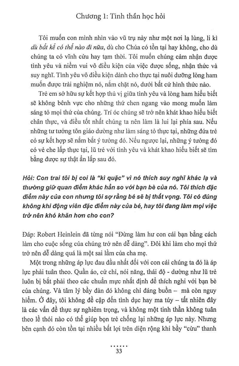 để trẻ tự do suy nghĩ