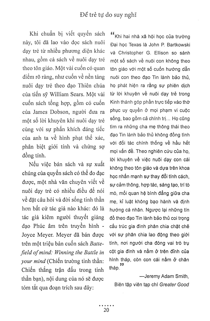 để trẻ tự do suy nghĩ