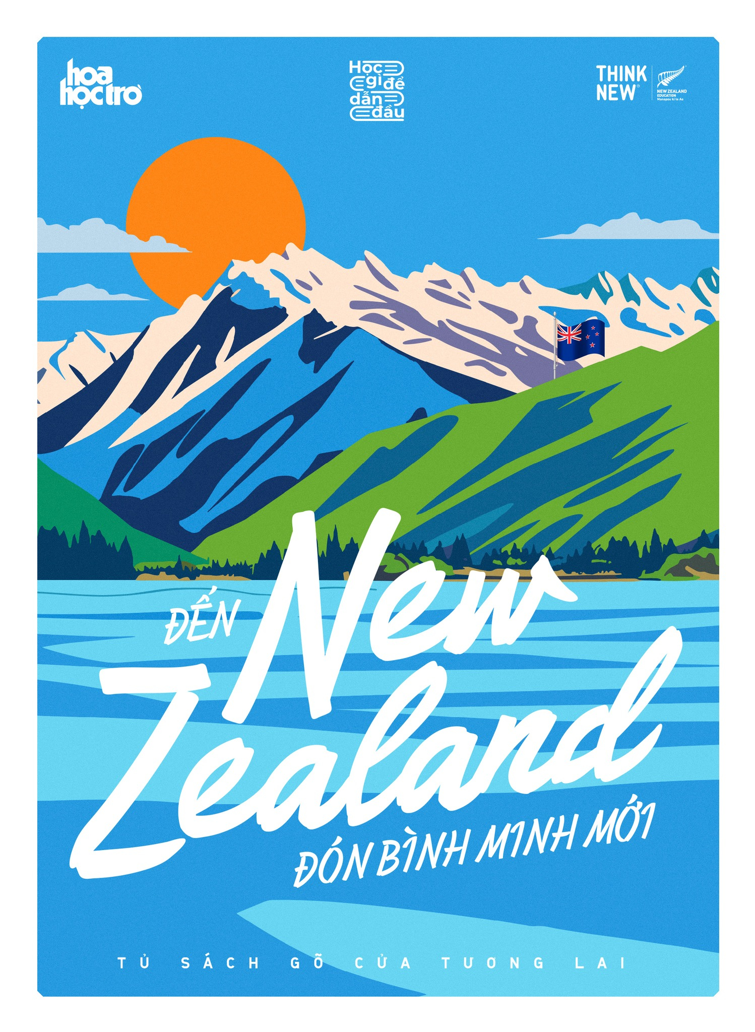 đến new zealand đón bình minh mới - tặng kèm sticket + huy hiệu xinh yêu