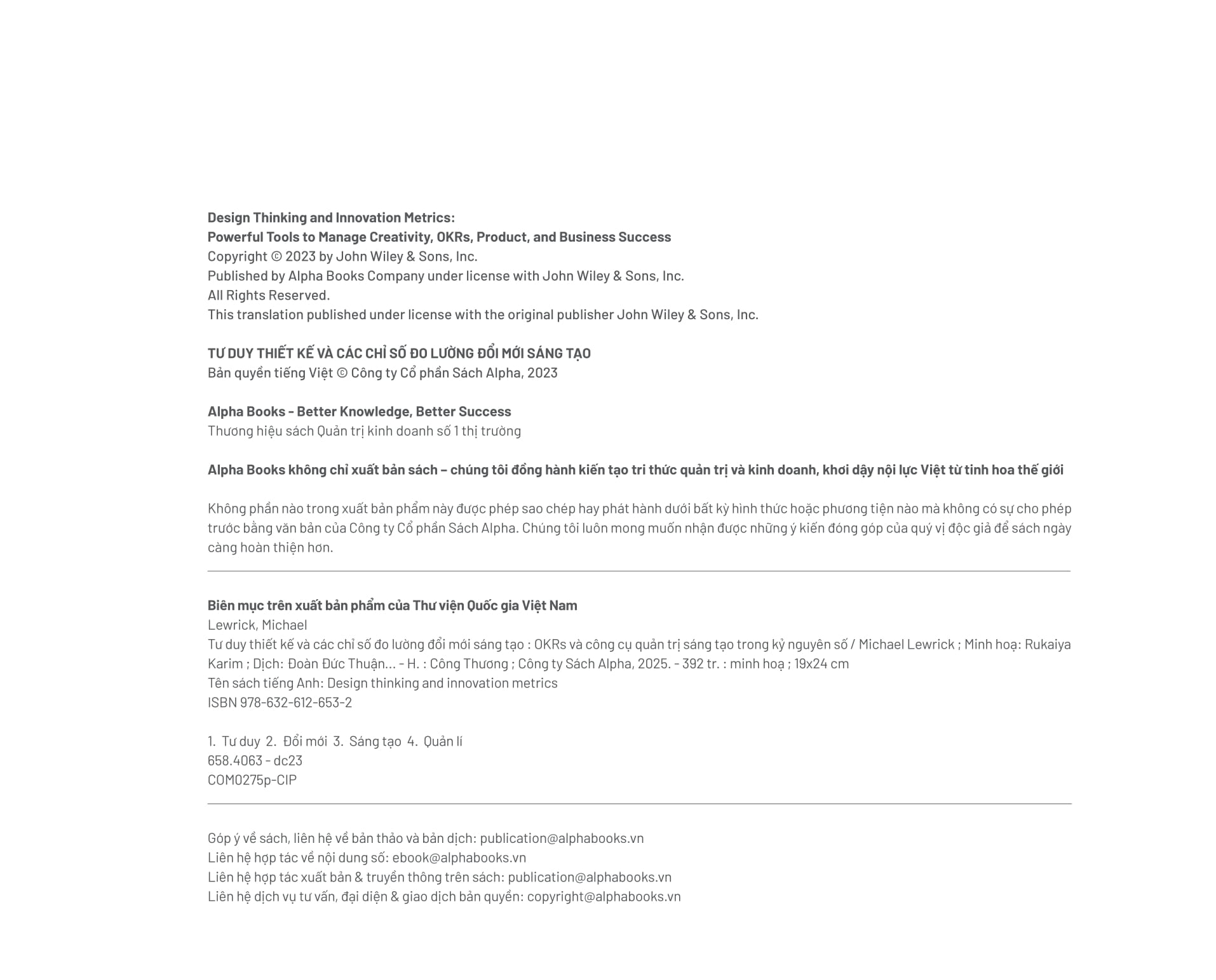 Design Thinking And Innovation Metrics - Tu Duy Thiet Ke Va Cac Chi So Do Luong Doi Moi Sang Tao