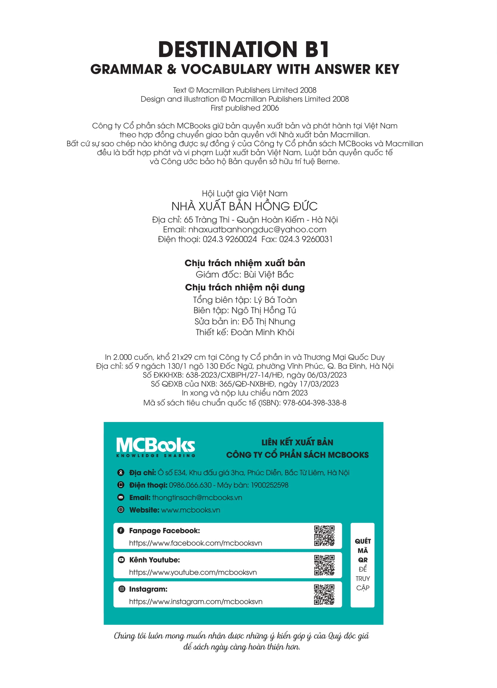 Destination B1 - Grammar And Vocabulary With Answer Key (Khong Dap An)