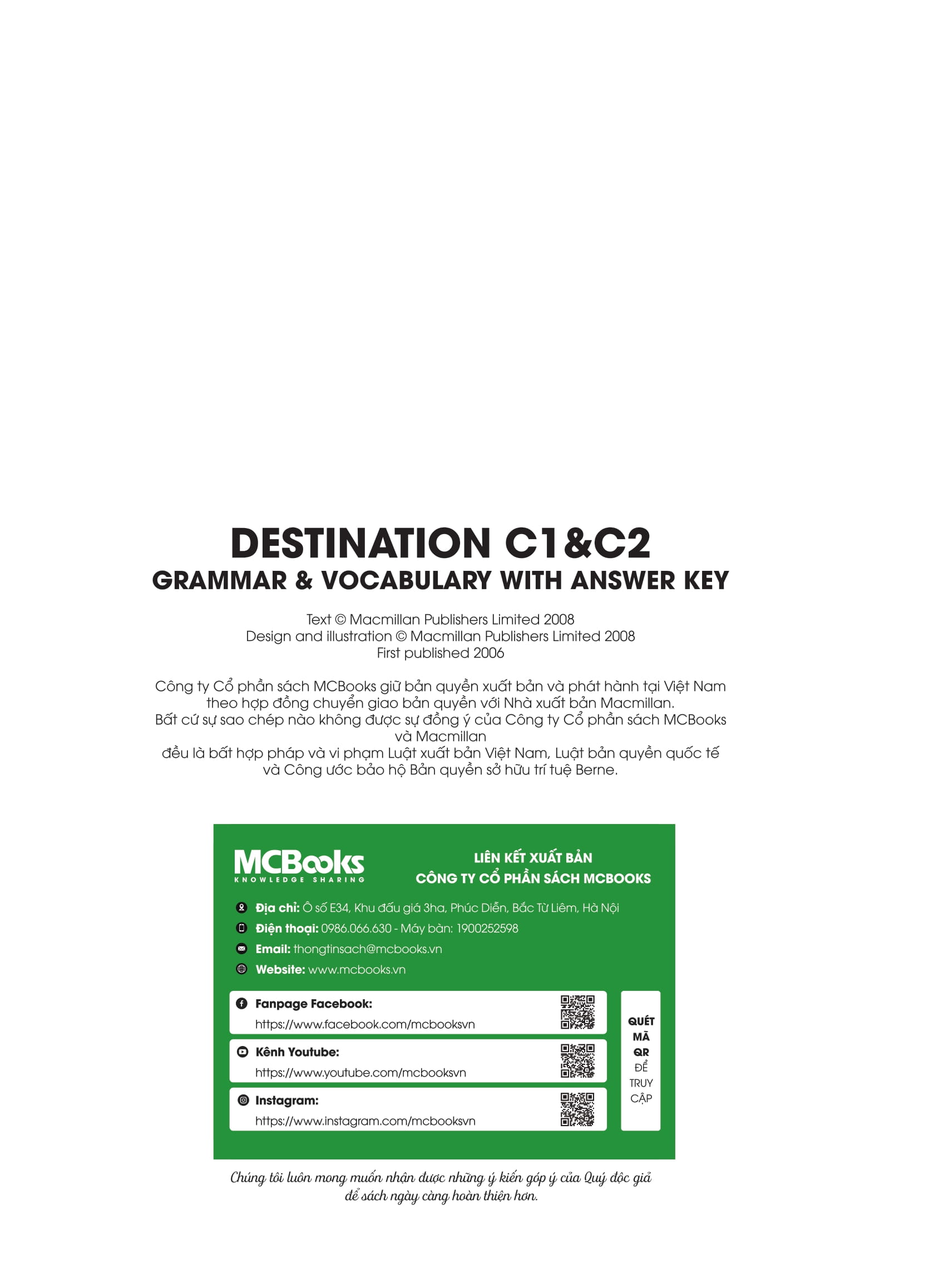 Destination C1&C2 - Grammar And Vocabulary With Answer Key (Khong Dap An)