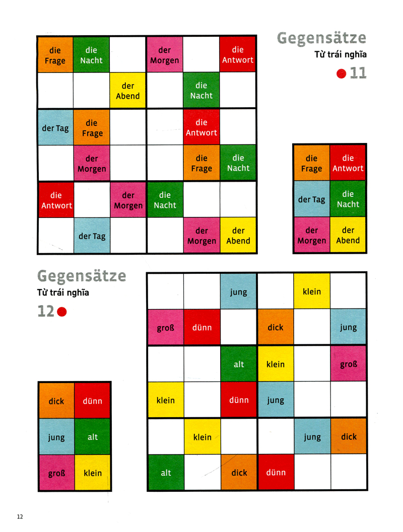 deutsch wodoku (a1-a2) - vui học từ vựng với ô chữ sudoku
