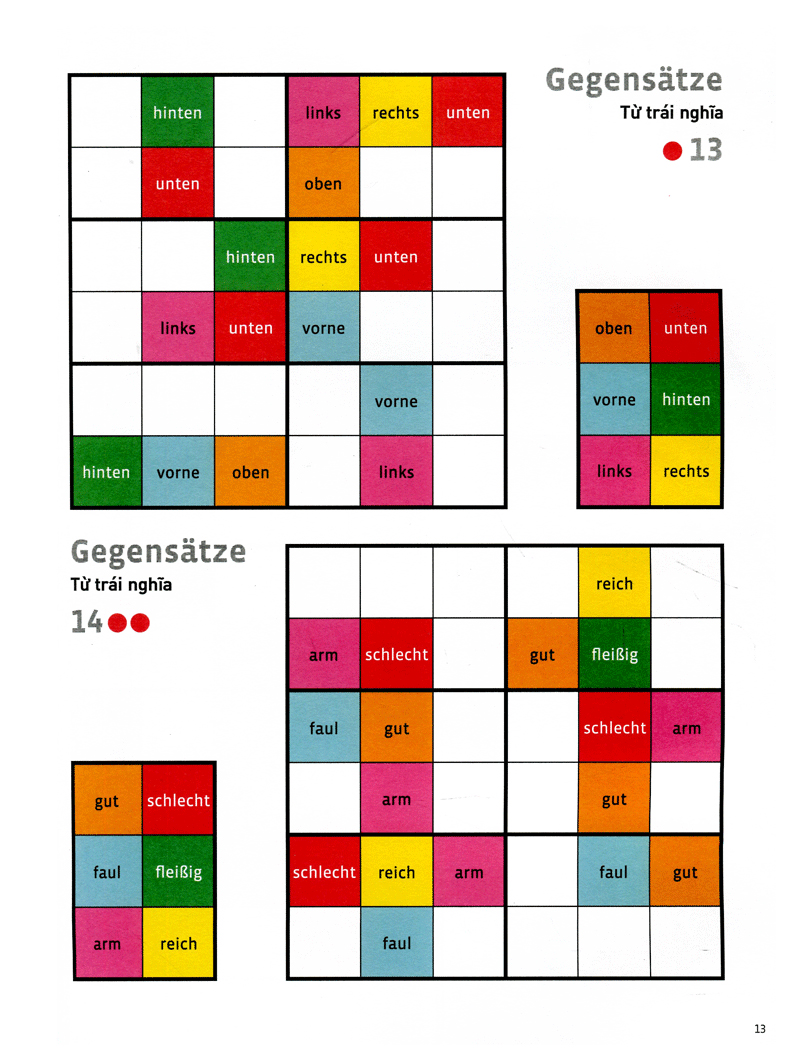 deutsch wodoku (a1-a2) - vui học từ vựng với ô chữ sudoku