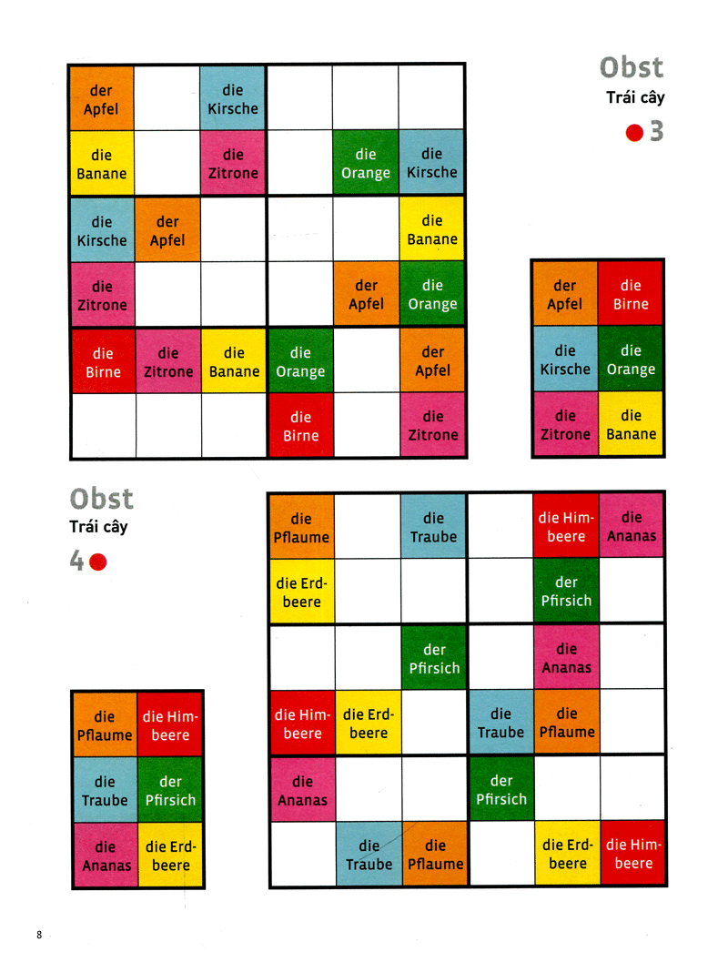 deutsch wodoku (a1-a2) - vui học từ vựng với ô chữ sudoku