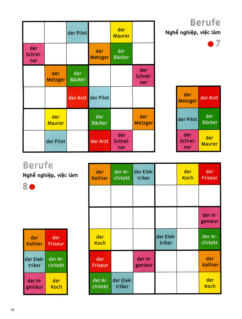 deutsch wodoku (a1-a2) - vui học từ vựng với ô chữ sudoku