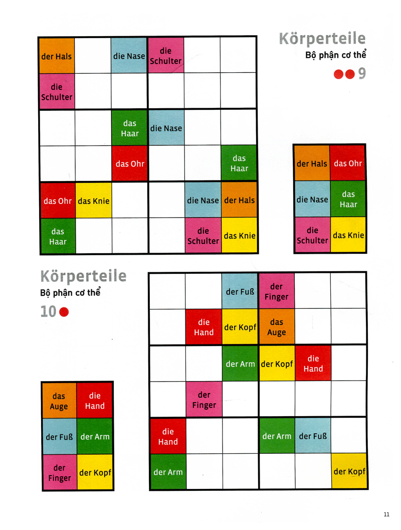 deutsch wodoku (a1-a2) - vui học từ vựng với ô chữ sudoku