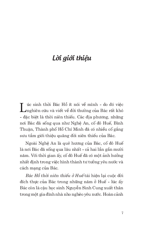 di sản hồ chí minh - bác hồ thời niên thiếu ở huế (tái bản 2020)