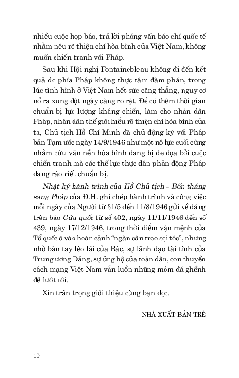 di sản hồ chí minh - nhật ký hành trình của hồ chủ tịch bốn tháng sang pháp