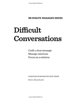 difficult conversations (hbr 20-minute manager series)