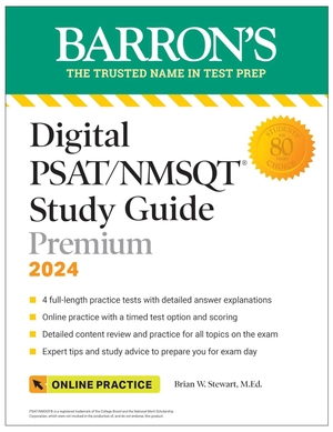 digital psat/nmsqt study guide premium, 2024: 4 practice tests + comprehensive review + online practice (barron's test prep)