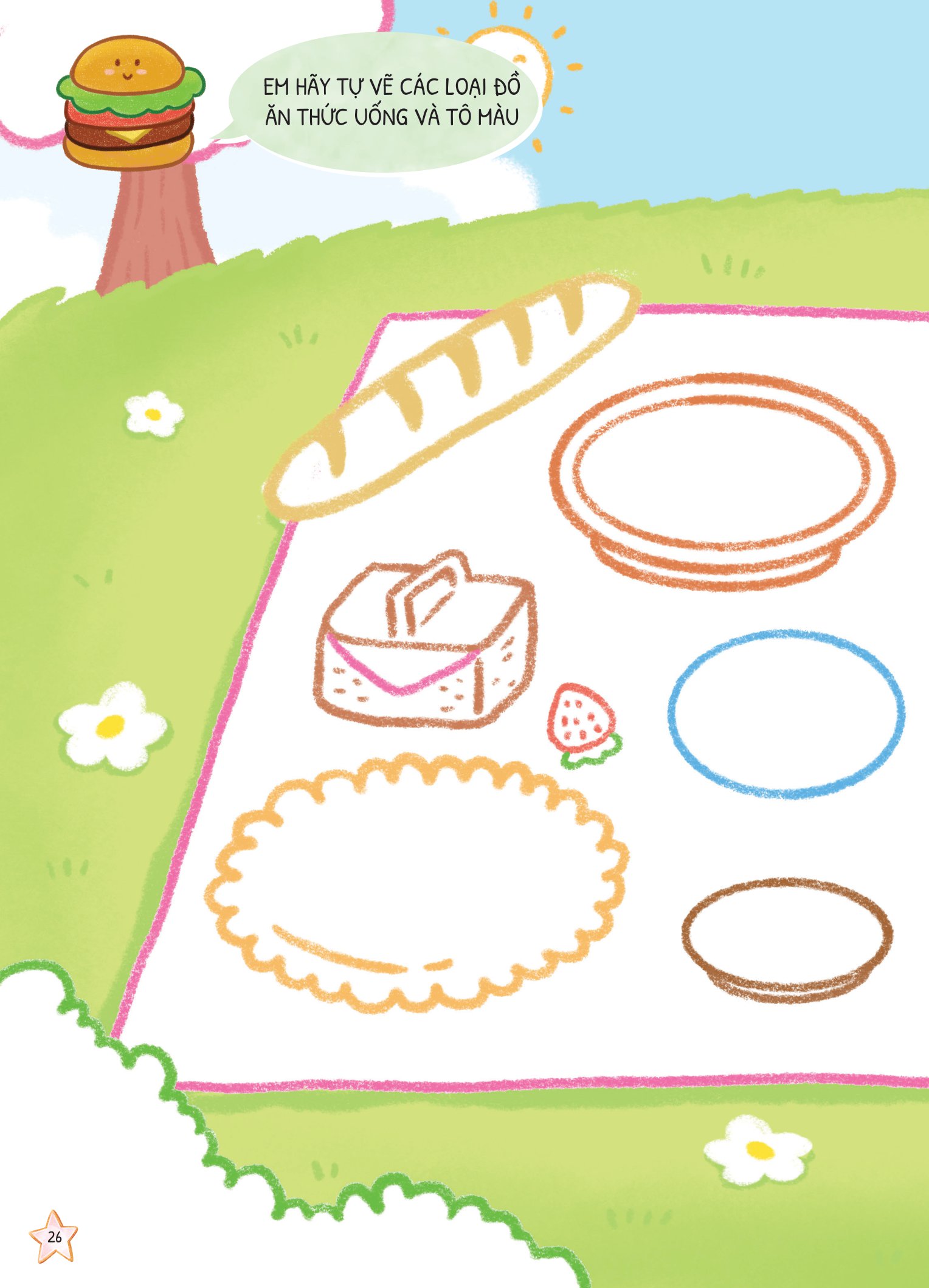 dino tập vẽ - 4 bước vẽ đơn giản - đồ ăn