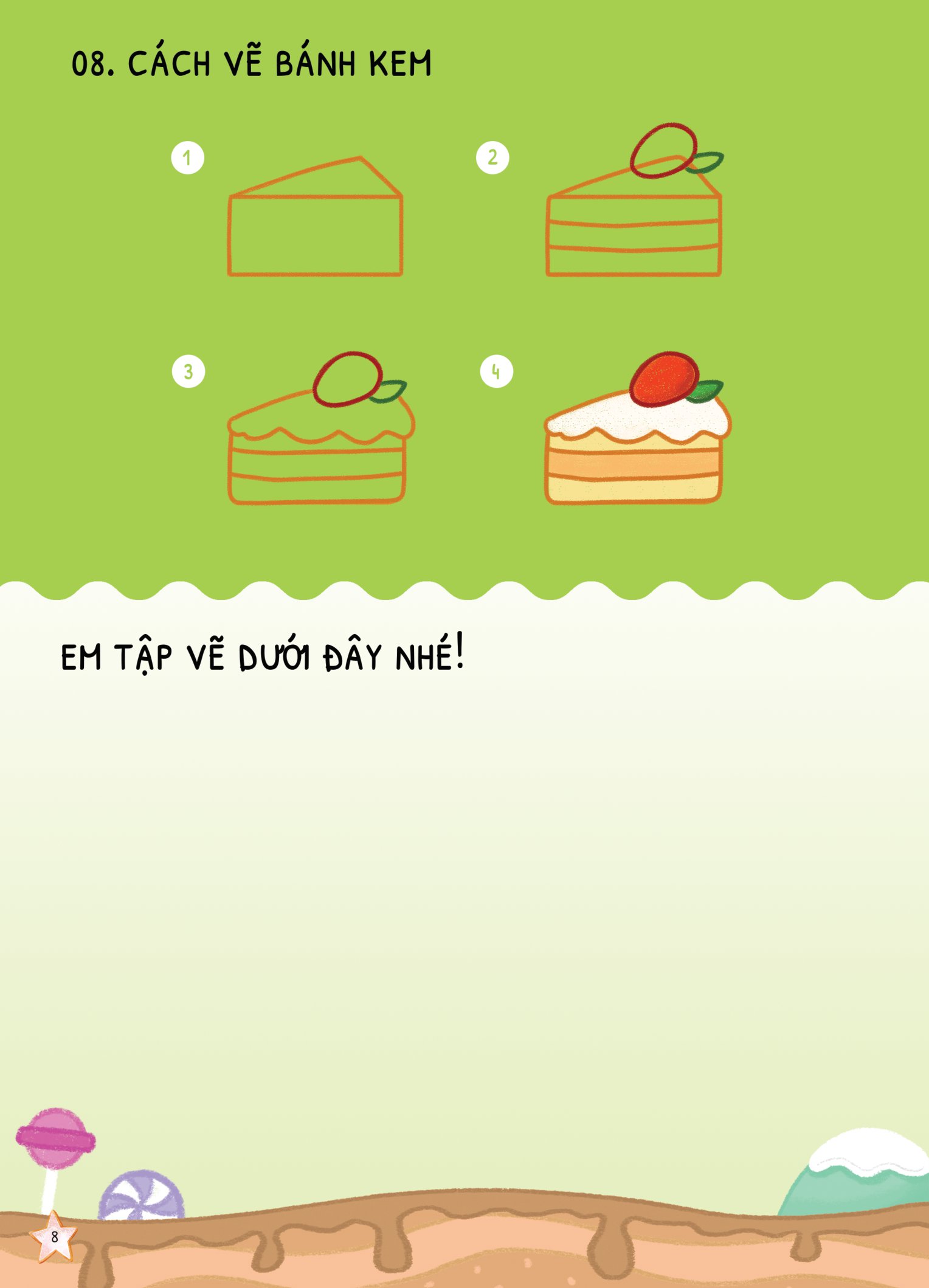 dino tập vẽ - 4 bước vẽ đơn giản - đồ ăn