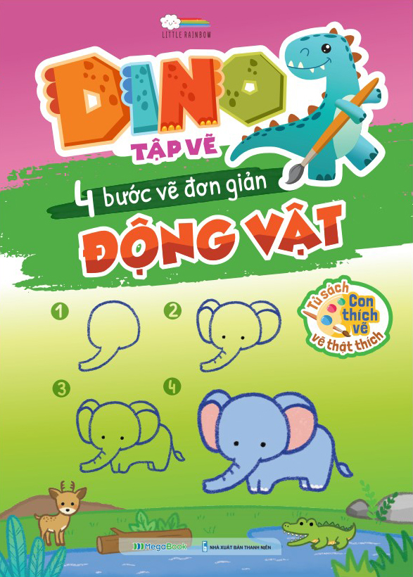 dino tập vẽ - 4 bước vẽ đơn giản - động vật