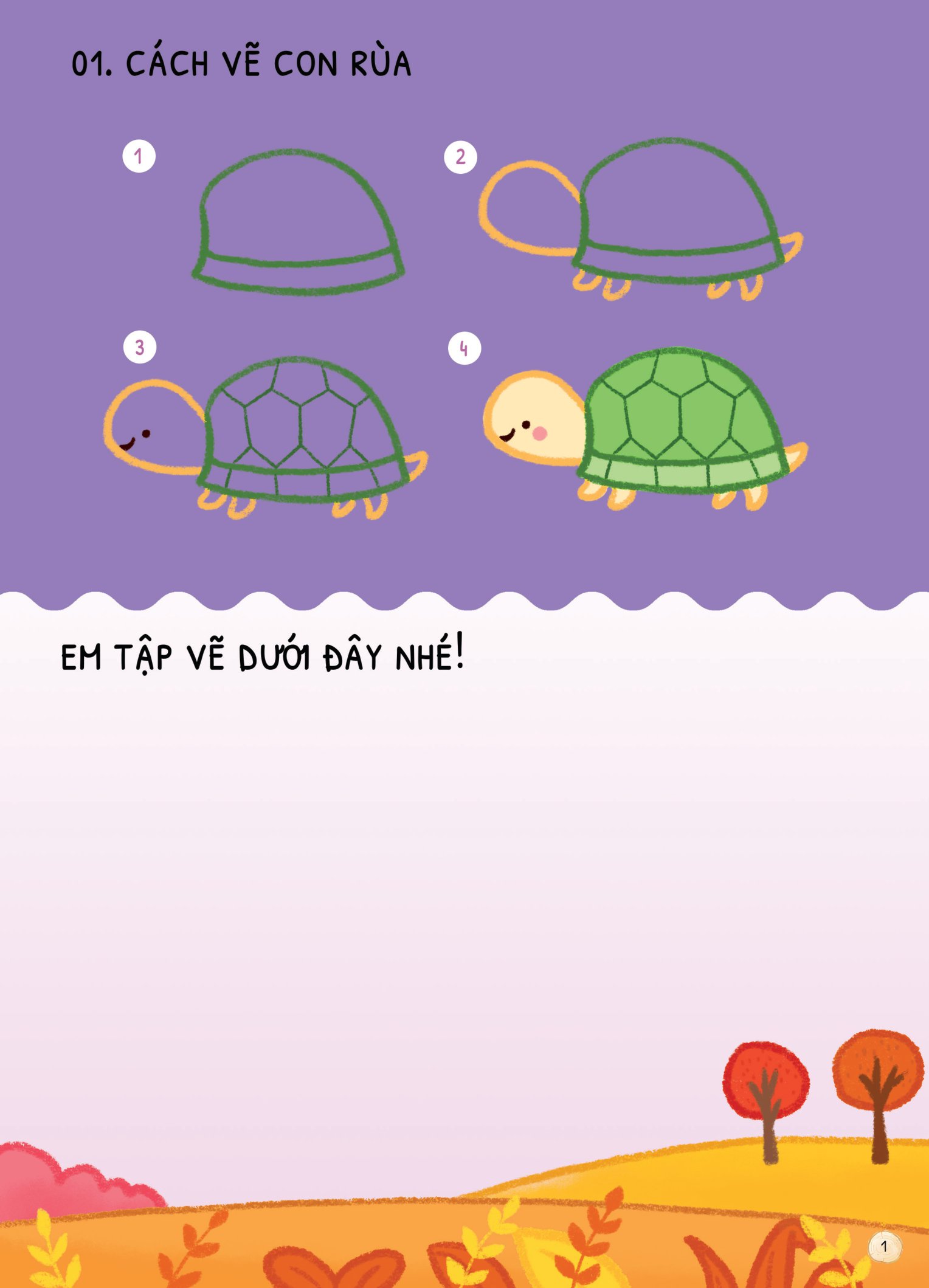 dino tập vẽ - 4 bước vẽ đơn giản - động vật