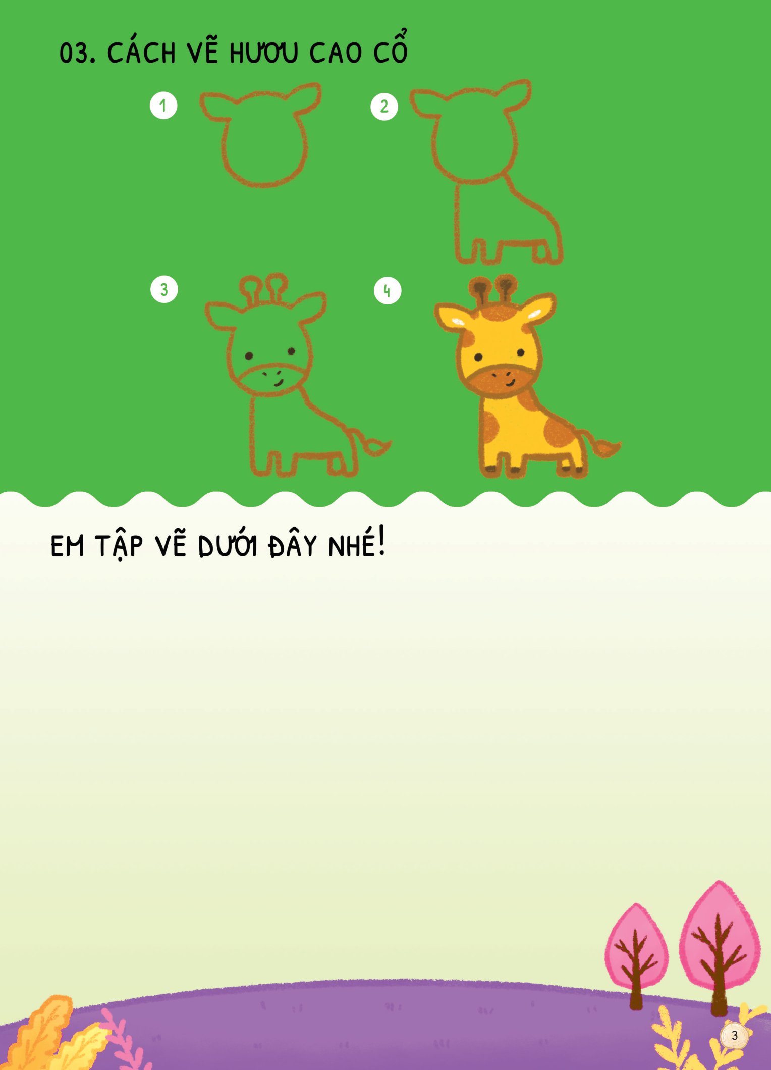 dino tập vẽ - 4 bước vẽ đơn giản - động vật