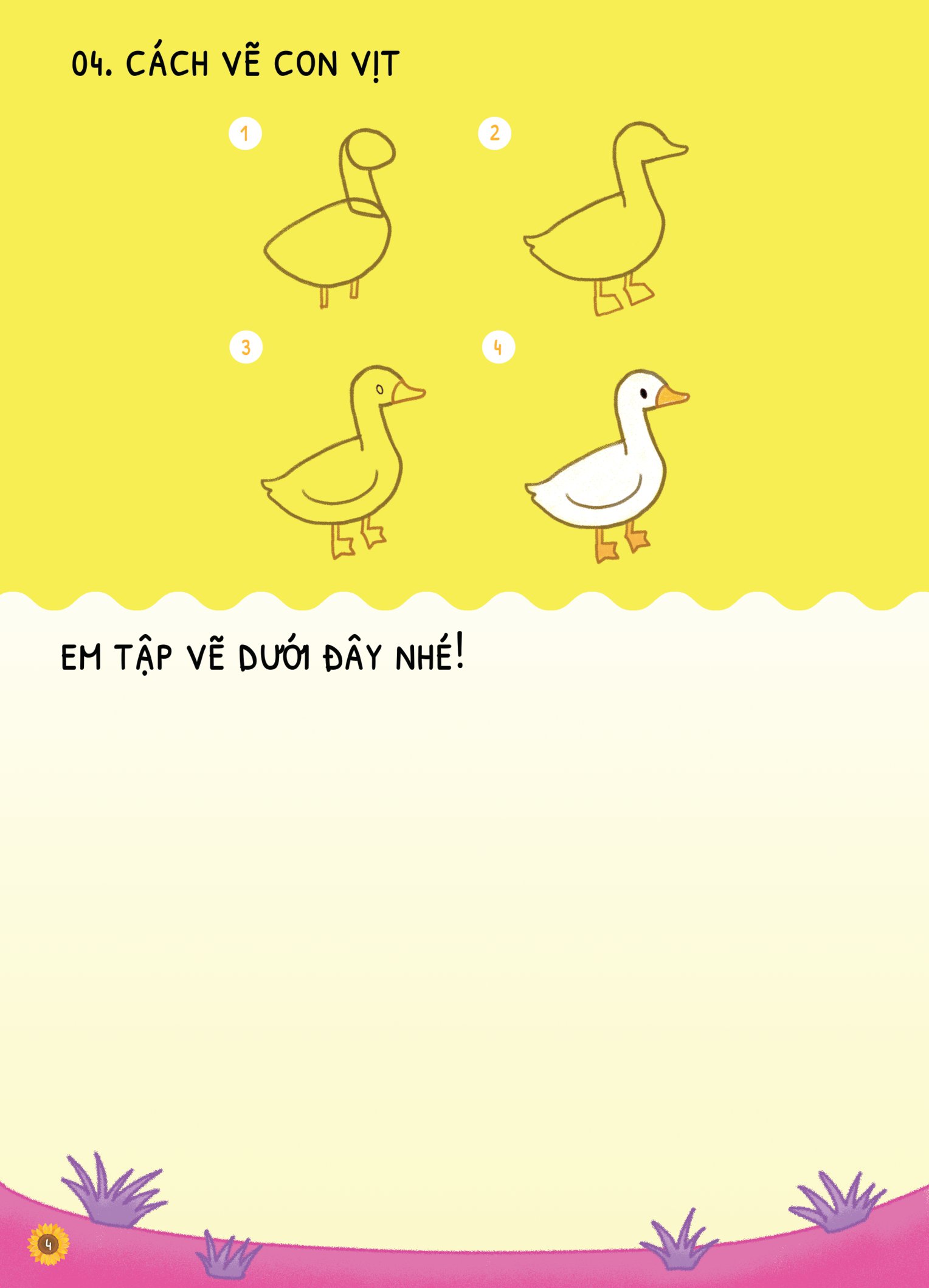 dino tập vẽ - 4 bước vẽ đơn giản - động vật nuôi