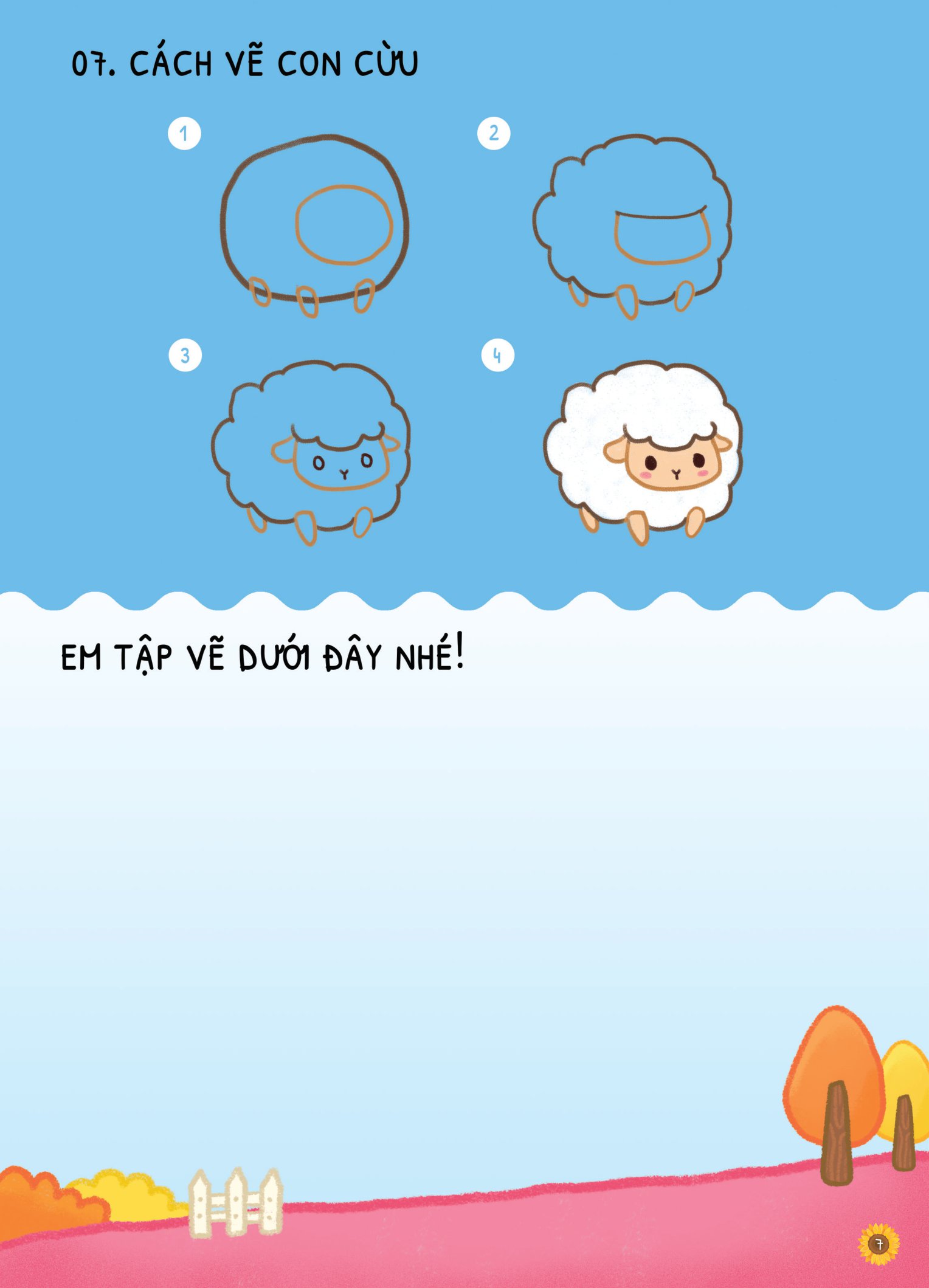 dino tập vẽ - 4 bước vẽ đơn giản - động vật nuôi