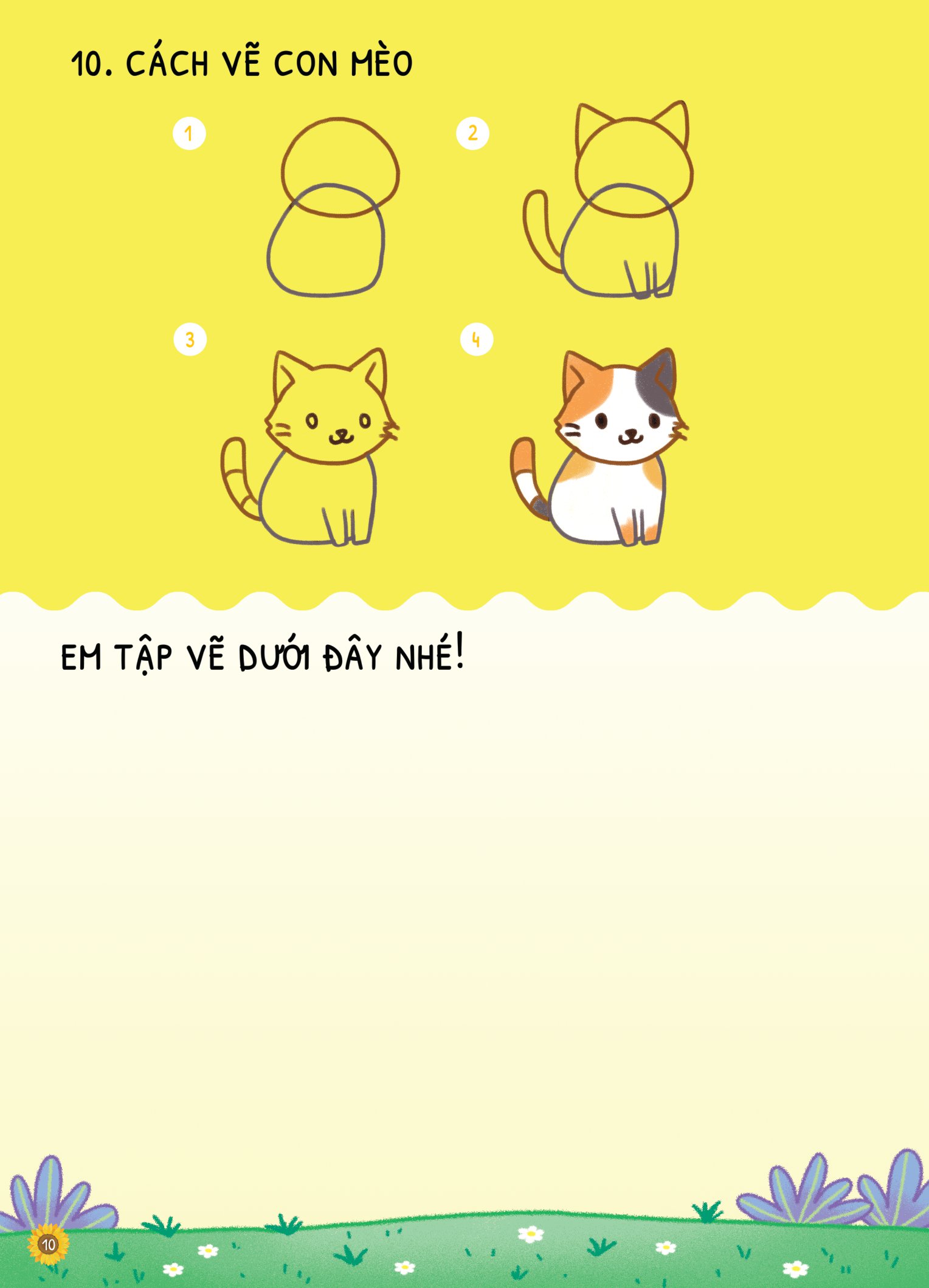 dino tập vẽ - 4 bước vẽ đơn giản - động vật nuôi