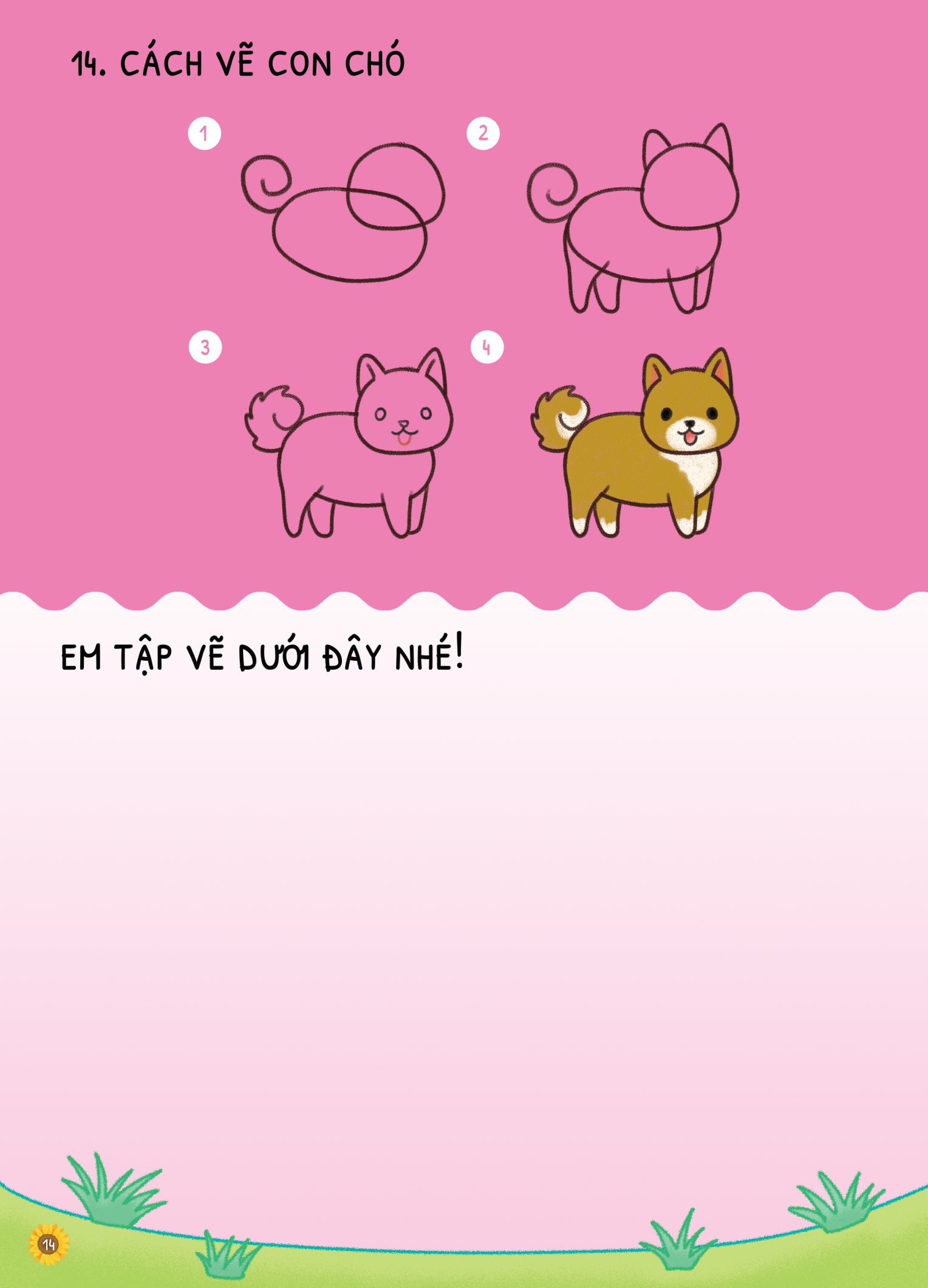 dino tập vẽ - 4 bước vẽ đơn giản - động vật nuôi