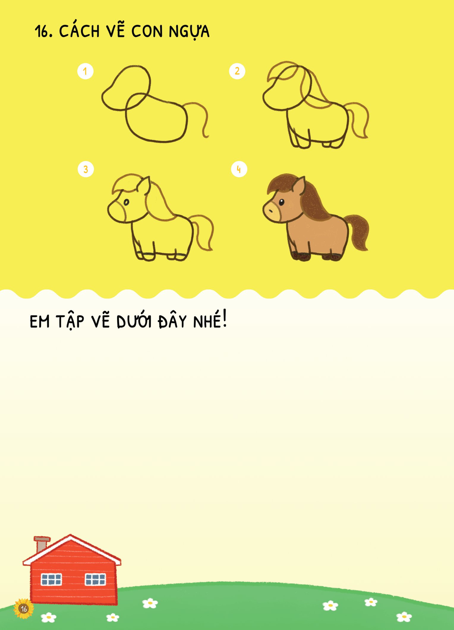 dino tập vẽ - 4 bước vẽ đơn giản - động vật nuôi