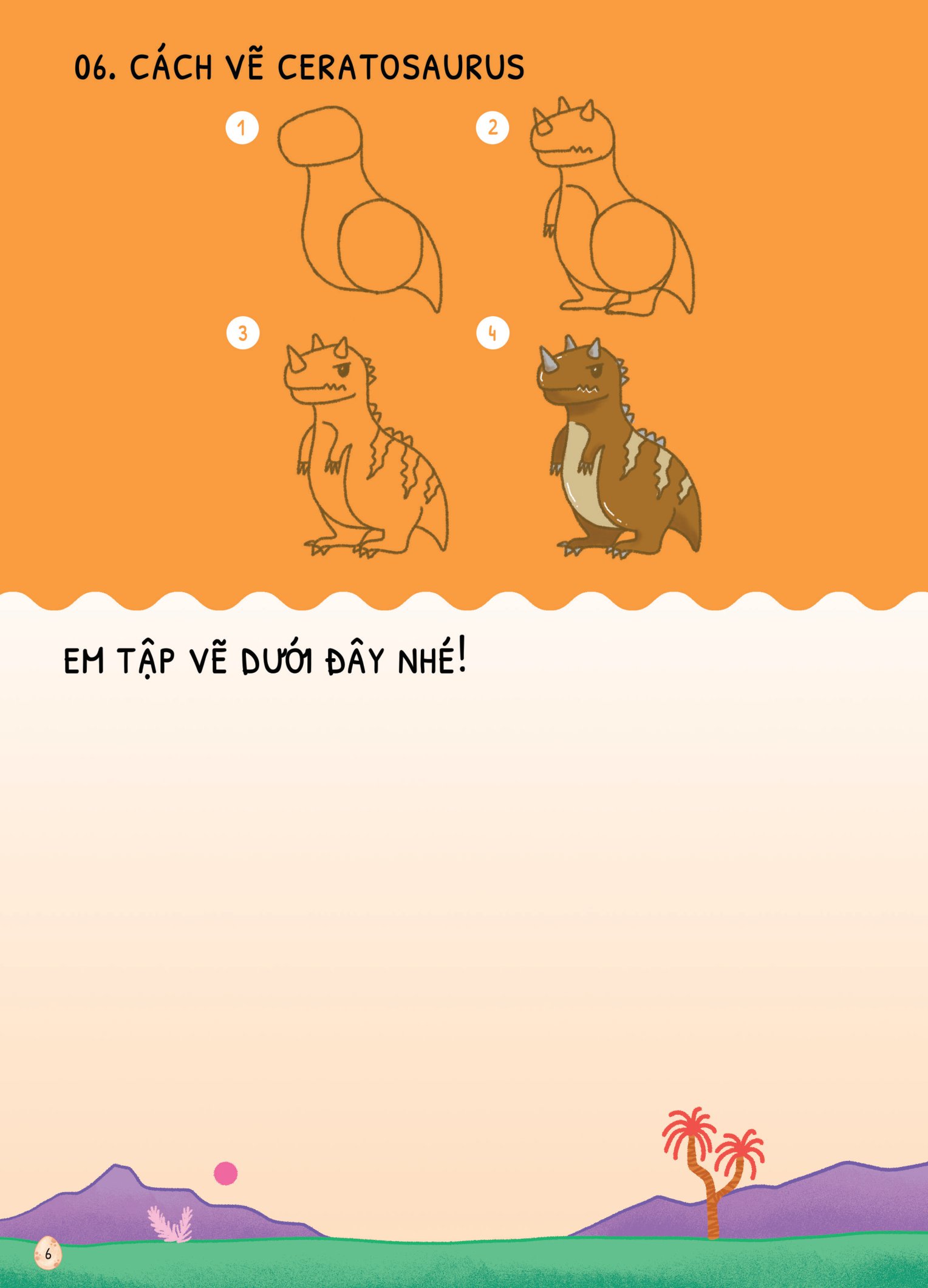 dino tập vẽ - 4 bước vẽ đơn giản - khủng long