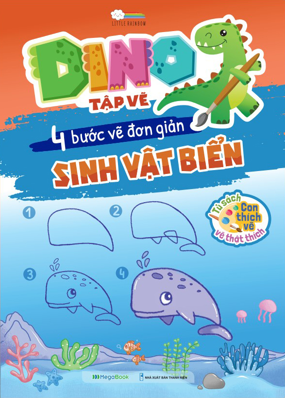 dino tập vẽ - 4 bước vẽ đơn giản - sinh vật biển