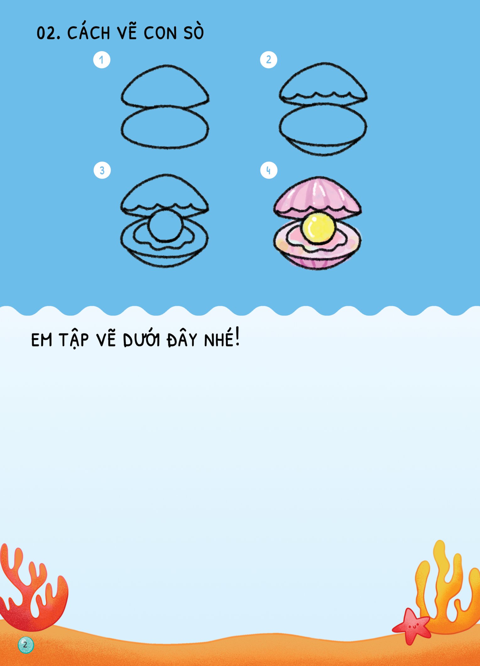dino tập vẽ - 4 bước vẽ đơn giản - sinh vật biển