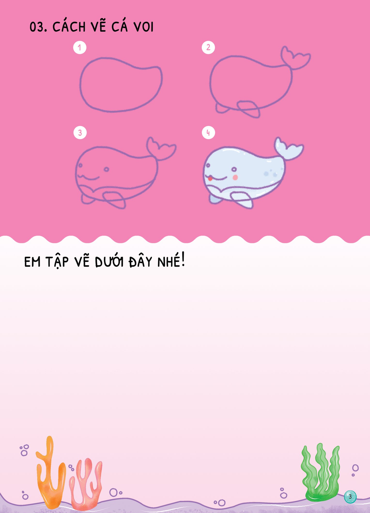 dino tập vẽ - 4 bước vẽ đơn giản - sinh vật biển