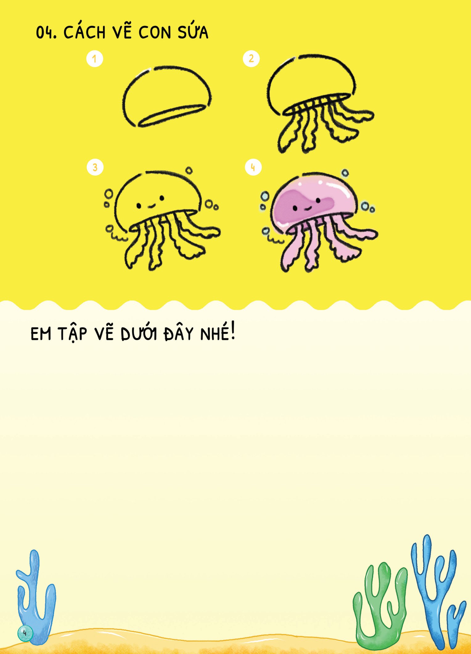 dino tập vẽ - 4 bước vẽ đơn giản - sinh vật biển