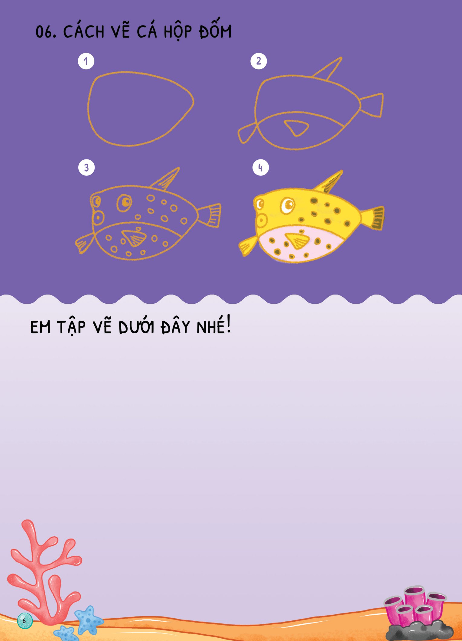 dino tập vẽ - 4 bước vẽ đơn giản - sinh vật biển