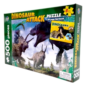 dinosaur attack- jigsaw puzzle and fact book (500 pieces)