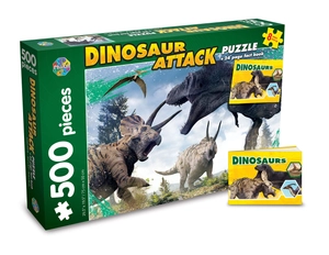dinosaur attack- jigsaw puzzle and fact book (500 pieces)