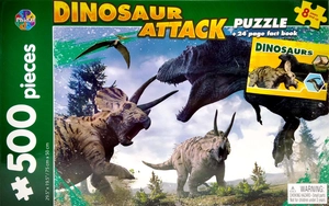 dinosaur attack- jigsaw puzzle and fact book (500 pieces)