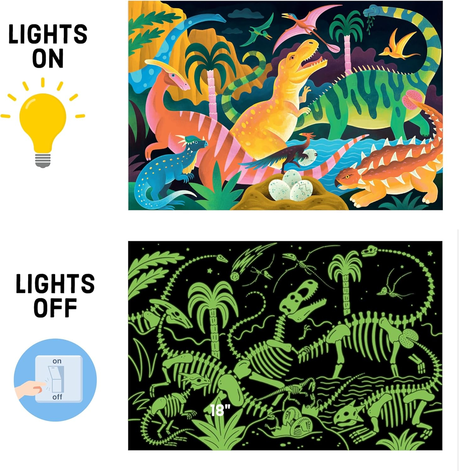 Dinosaur Park 100 Piece Glow In The Dark Puzzle