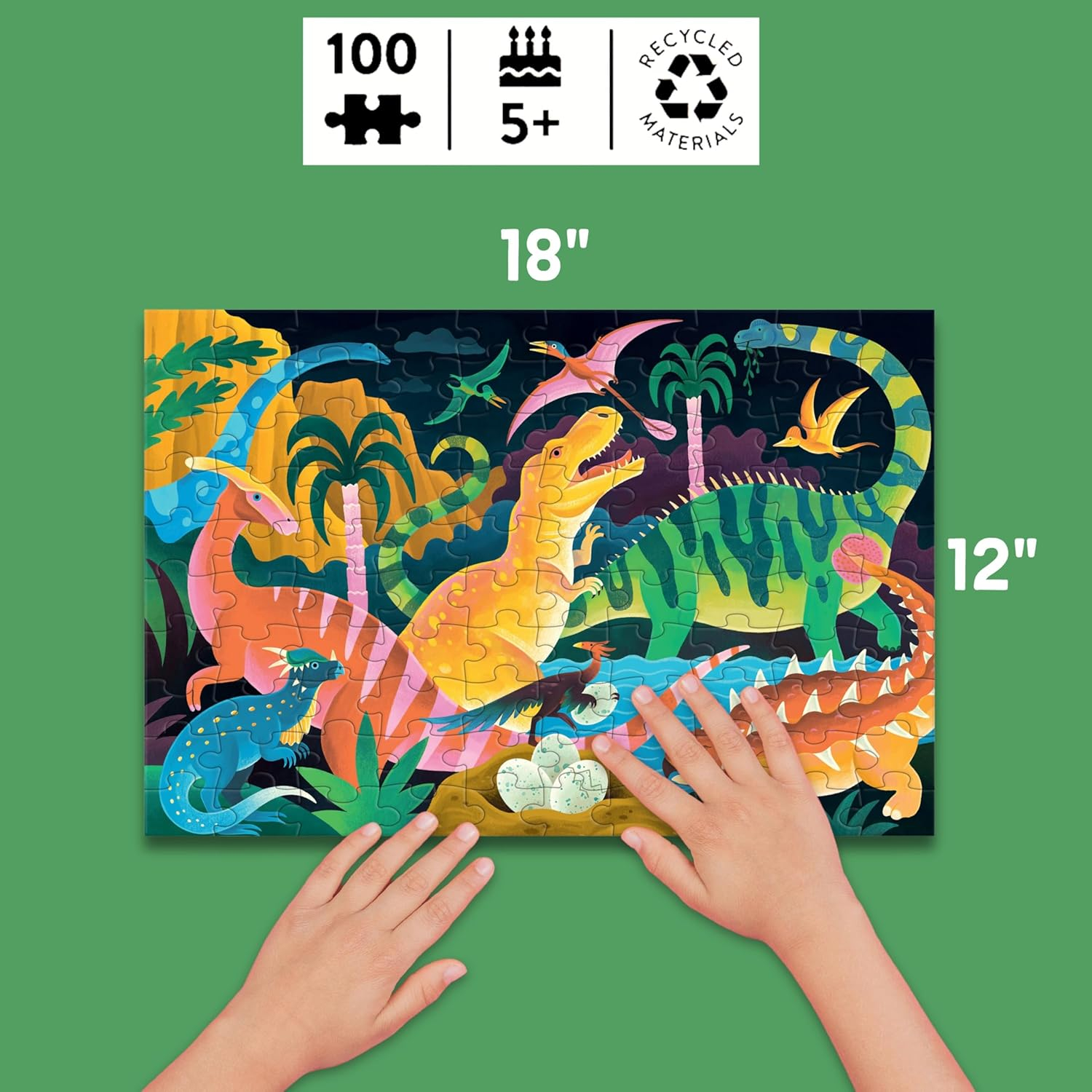 Dinosaur Park 100 Piece Glow In The Dark Puzzle