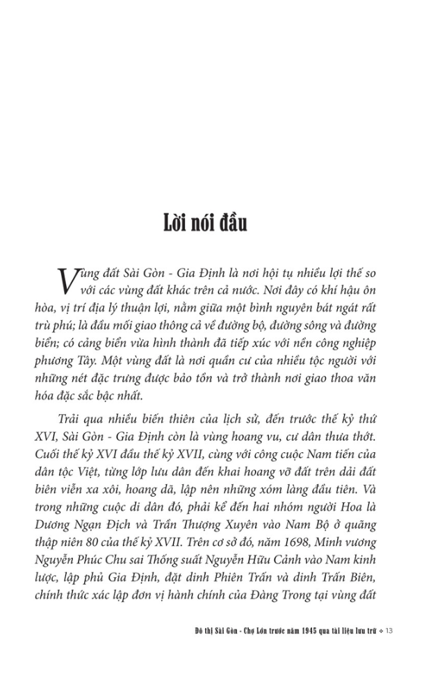 đô thị sài gòn chợ lớn trước năm 1945 qua tài liệu lưu trữ