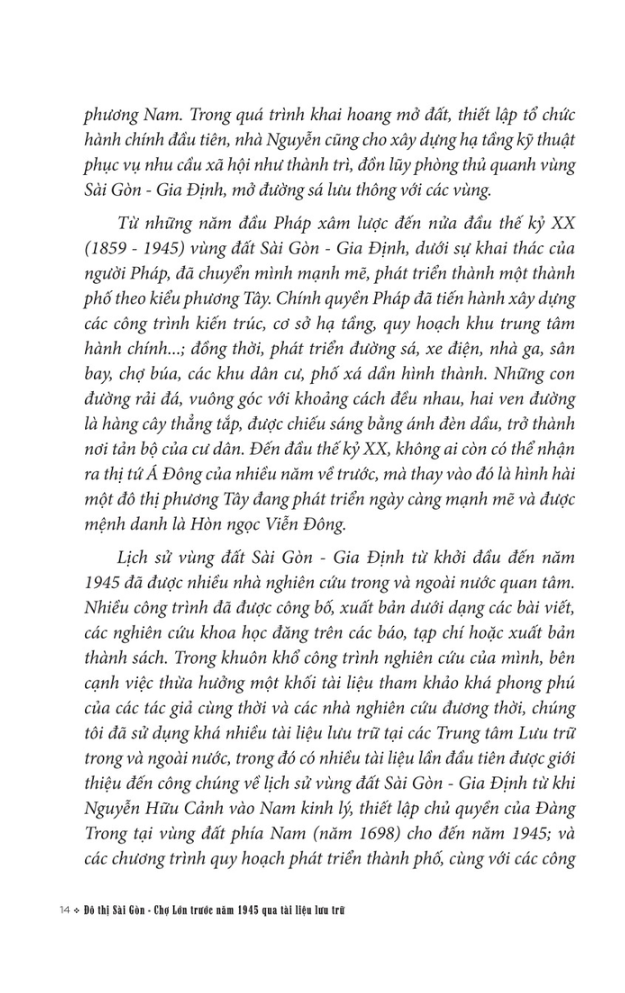 đô thị sài gòn chợ lớn trước năm 1945 qua tài liệu lưu trữ