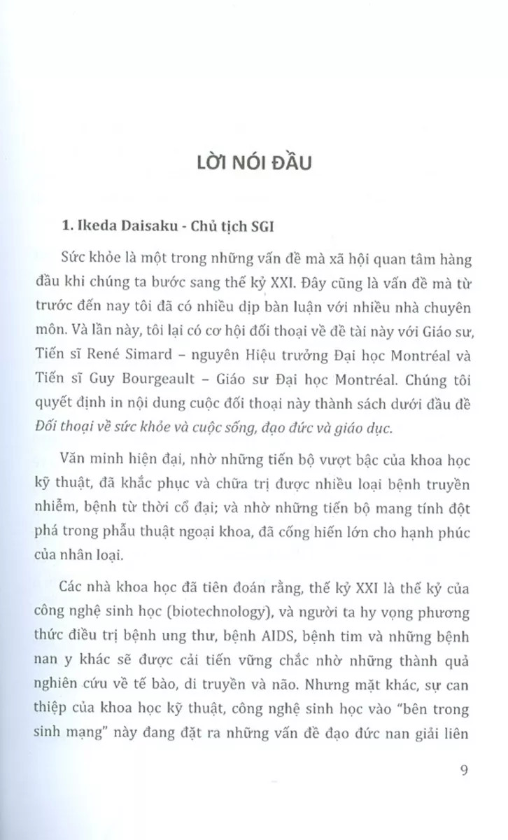 đối thoại về sức khỏe và cuộc sống đạo đức và giáo dục