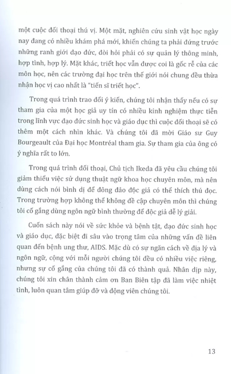 đối thoại về sức khỏe và cuộc sống đạo đức và giáo dục