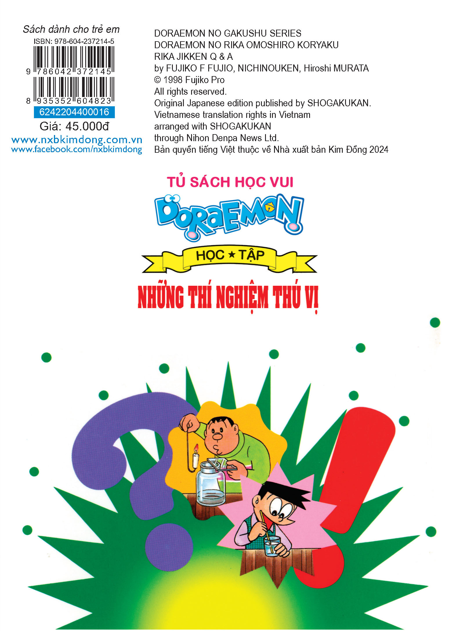 doraemon học tập - những thí nghiệm thú vị (tái bản 2024)