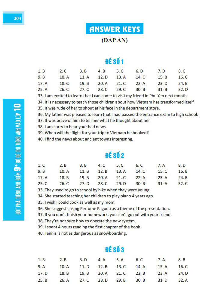 đột phá điểm 9+ tiếng anh - bộ đề thi tiếng anh vào lớp 10 - có đáp án