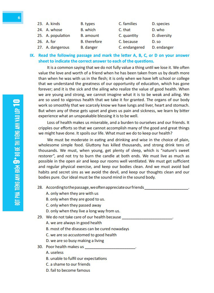 đột phá điểm 9+ tiếng anh - bộ đề thi tiếng anh vào lớp 10 - có đáp án