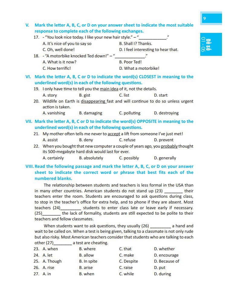đột phá điểm 9+ tiếng anh - bộ đề thi tiếng anh vào lớp 10 - có đáp án